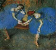 Edgar Degas Two Dancers in Blue painting